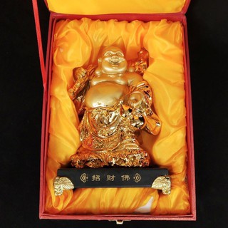 พระสังกัจจายน์ แบกถุงทองถือน้ำเต้า พร้อมกล่องผ้าไม้สวยงาม ของตกแต่งบ้านขนาด8นิ้ว富贵佛弥勒佛