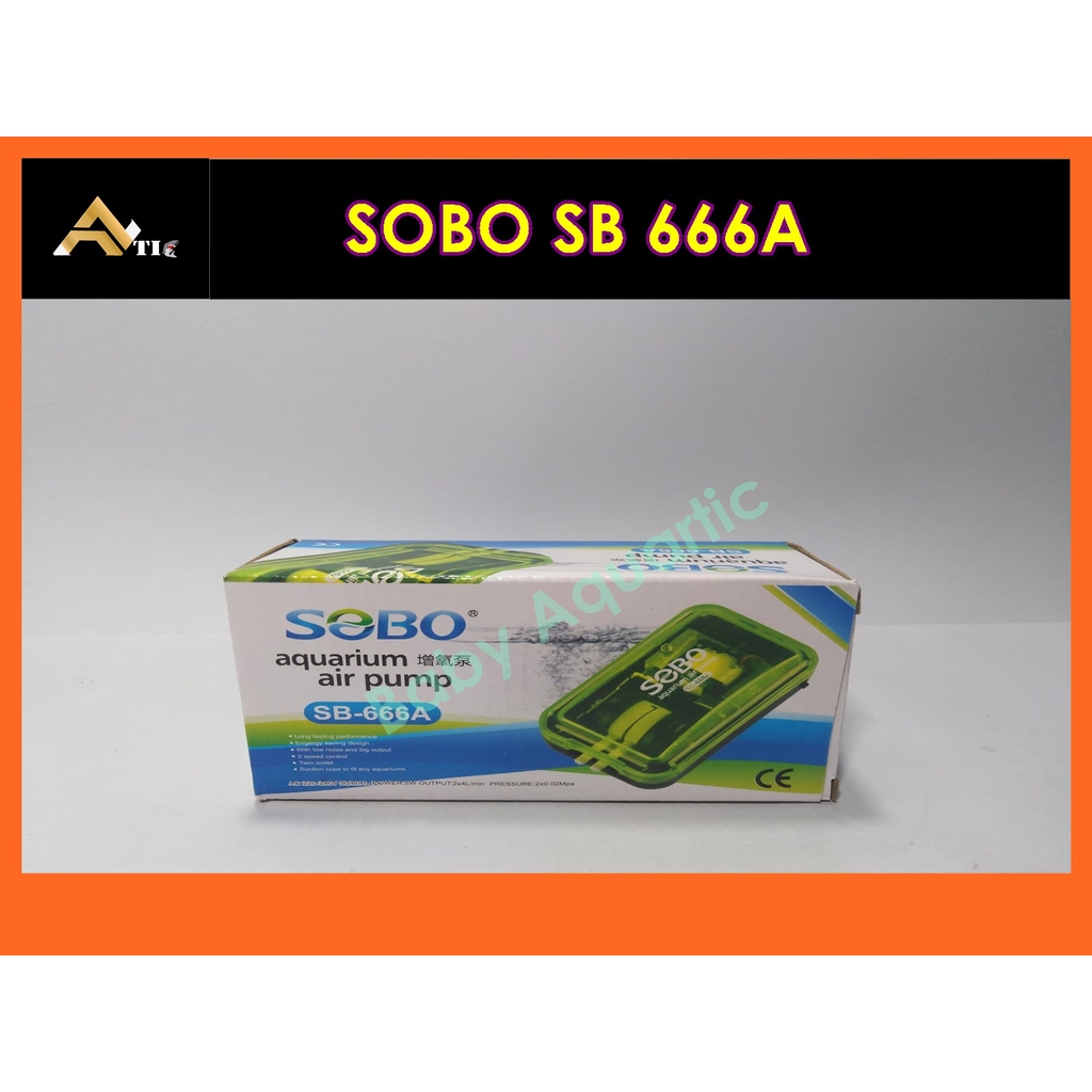 ปั้มลมตู้ปลา SB-666A  2 ทางคุณภาพดี สามารถปรับความแรงของลมได้ 2 ระดับ  เสียงเงียบ