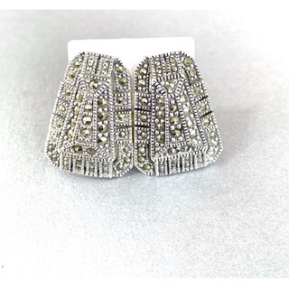 ต่างหูเงินแท้925 ตัวเรือนเงินแท้ประดับมาร์คาไซท์(Marcasite Earring)