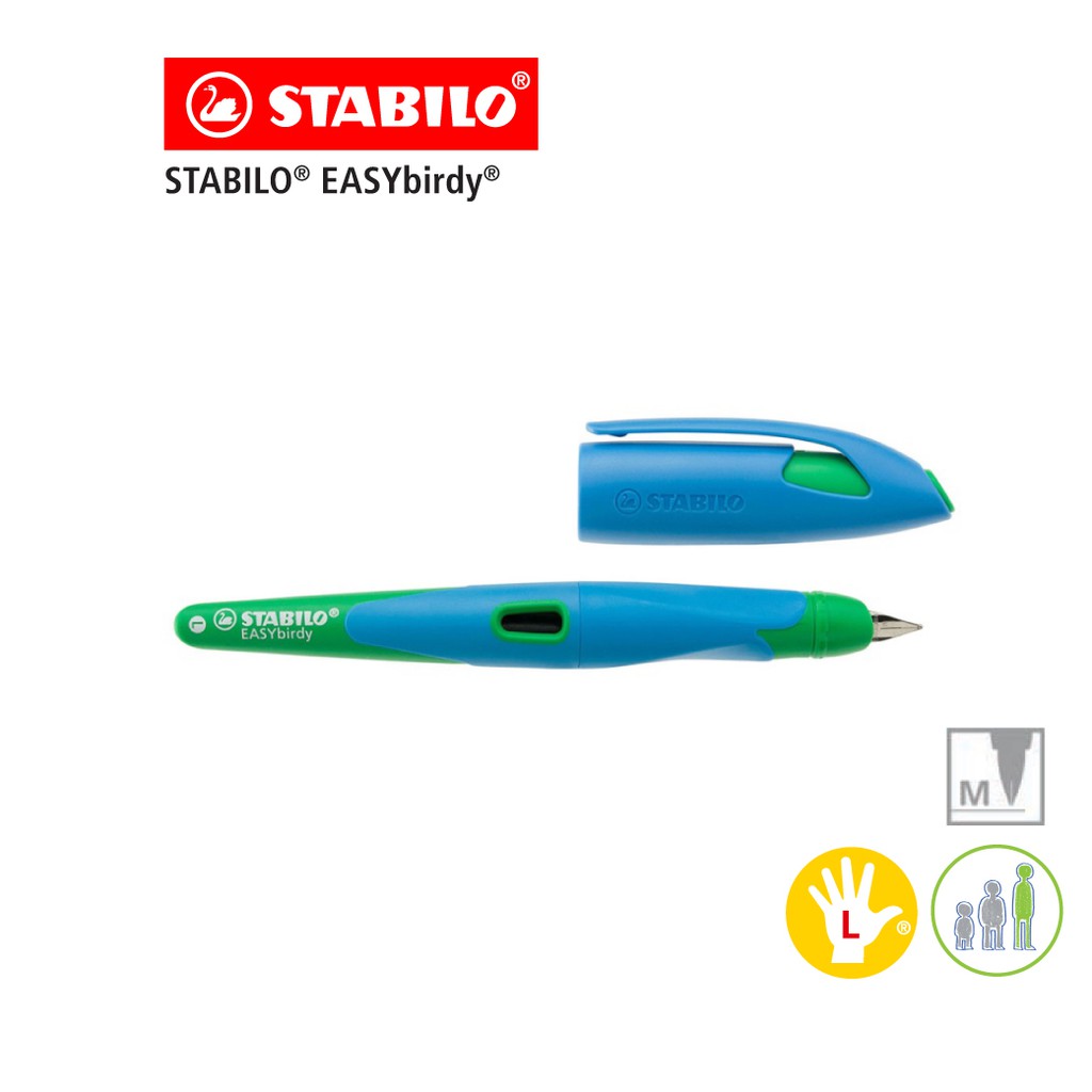 [Official Store] STABILO EASYbirdy Fountain Pen (5011/2) ปากกาหมึกซึมถนัดมือซ้าย(0.5 mm.) - Sky Blue/Grass Green Blue