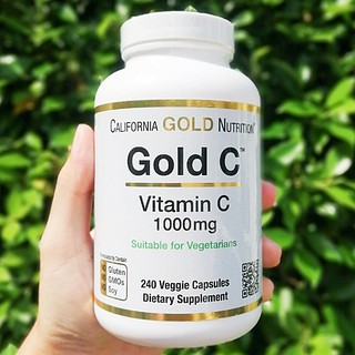 70% Sale!!! EXP: 01/24 วิตามินซี Gold C 1,000 mg 240 Veggie Capsules (California Gold Nutrition®) คุณภาพ USP Grade