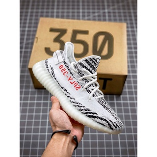 Ad Yeezy 350 Boost V2) &lt; White Zebra} รองเท้ากีฬาลําลอง ระบายอากาศ ซับแรงกระแทก ใส่สบาย สําหรับผู้ชาย