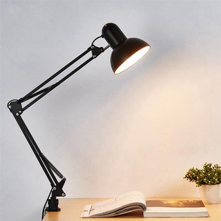 โคมไฟหนีบโต๊ะ ปรับระดับได้รอบทิศทาง โคมไฟตั้งโต๊ะ Desk Lamp with Clamp silver Table Reading lamp nananatural