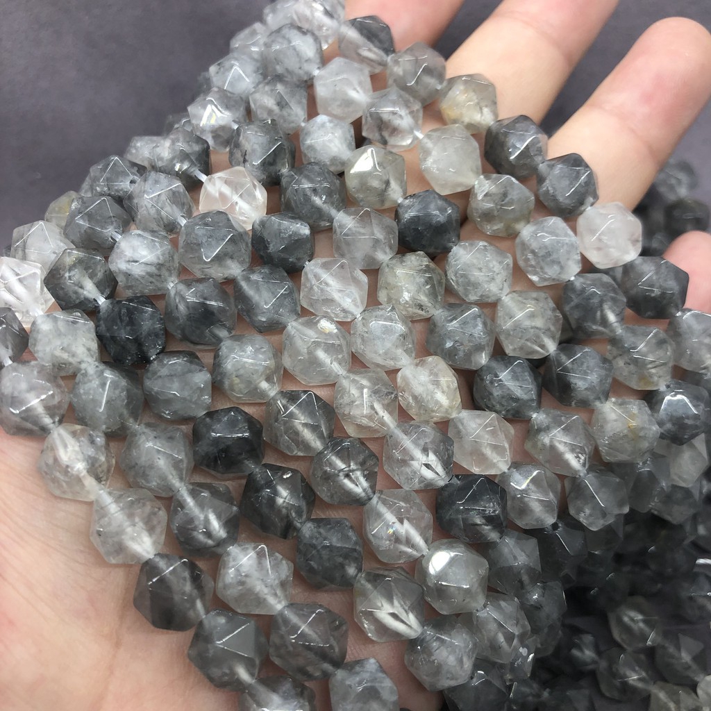 Grey Quartz Crystal Beads สีเทาควอตซ์คริสตัลลูกปัด 6-12 รูปที่ 4