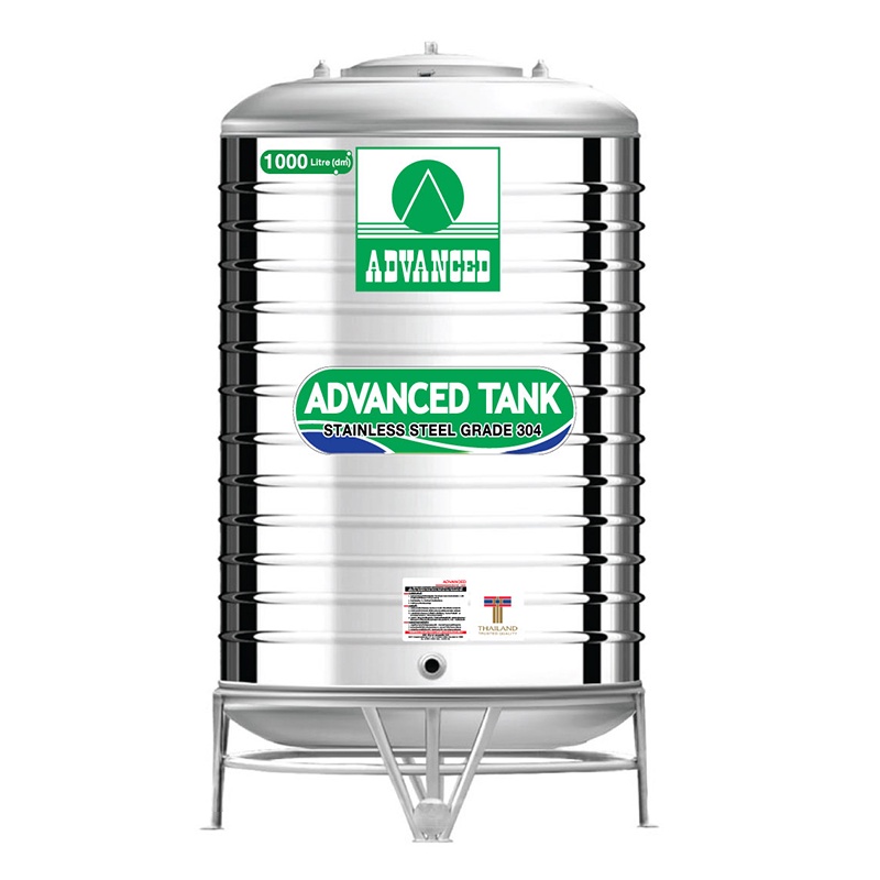 ถังเก็บน้ำสแตนเลส ขนาด 1000-1600 ลิตร ยี่ห้อ Advanced รุ่น AR มาตรฐาน ก้นนูน พร้อมขาตั้ง แถมลูกลอยทอ