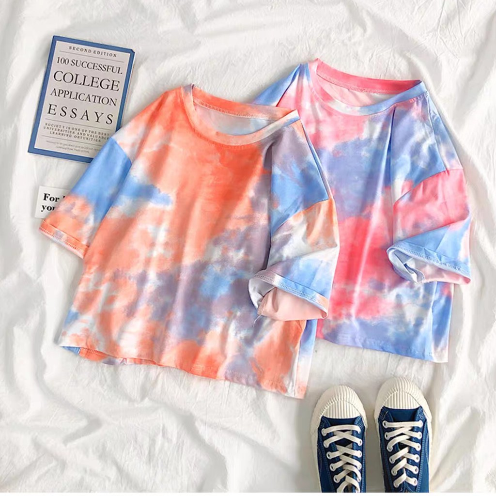 LHSunshine เสื้อมัดย้อมเอวลอยเอาใจวัยรุ่น แมทช์กับขาสั้นขายาวสวยเกร๋ไม่ซ้ำใคร