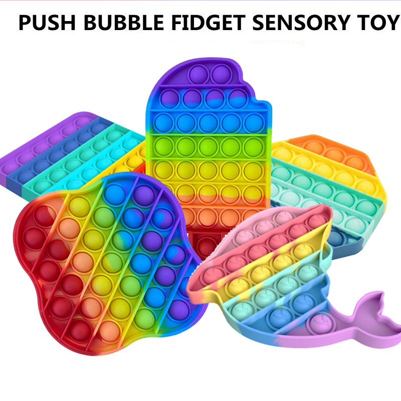 ของเล่น Fidget Toy bubble bubble pop it tiktok ทรงกลมสีรุ้งสําหรับเด็ก