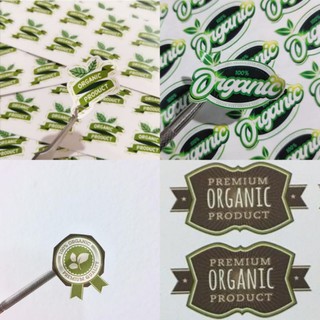 กดขั้นต่ำ2แผ่น สติ๊กเกอร์ ออร์แกนิค Organic sticker Label ป้าย ไดคัท natural product สินค้าจากธรรมชาติ กระดาษขาวมัน