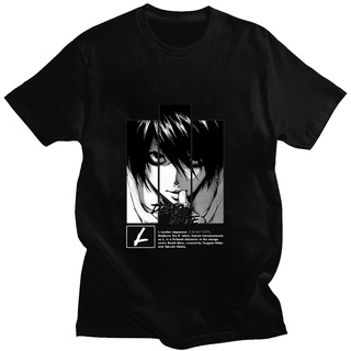 เสื้อยืดแขนสั้น ผ้าฝ้าย พิมพ์ลายการ์ตูนอนิเมะ Death Note L·Lawliet ทรงหลวม สไตล์เรโทร สําหรับผู้ชาย AF123SD3829