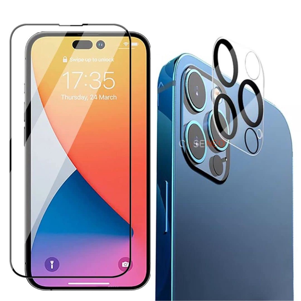 ฟิล์มเต็มจอและฟิล์มเลนส์  สำหรับ ไอโฟน iPhone 16 pro max/16 pro/16 plus/16 15 pro max/pro/plus 14 pr