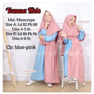 Yumna KIDS BO Gamis Adik Kaka Girls เสื้อผ้ามุสลิมล่าสุด ปี 2020 (ได้ Khimar)