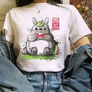 Hayao Miyazaki Spirited Away การ์ตูนน่ารัก Totoro Pattern เสื้อผู้หญิงเสื้อฤดูร้อนผู้หญิงคอลูกเรือแขนสั้นเสื้อยืด เสื้อย