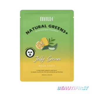 แผ่นมาส์กหน้า Mille Natural Green3+ Brightening and Spot Treatment Jelly Serum Mask Sheet