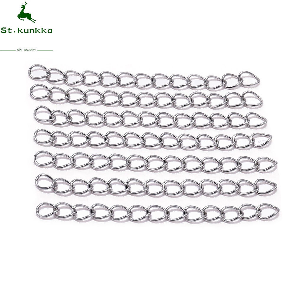 สายโซ่ ทำจากแตนเลส สำหรับทำสร้อยคอ และสร้อยข้อมือ ขนาด 5x7 ซม. 50 ชิ้น