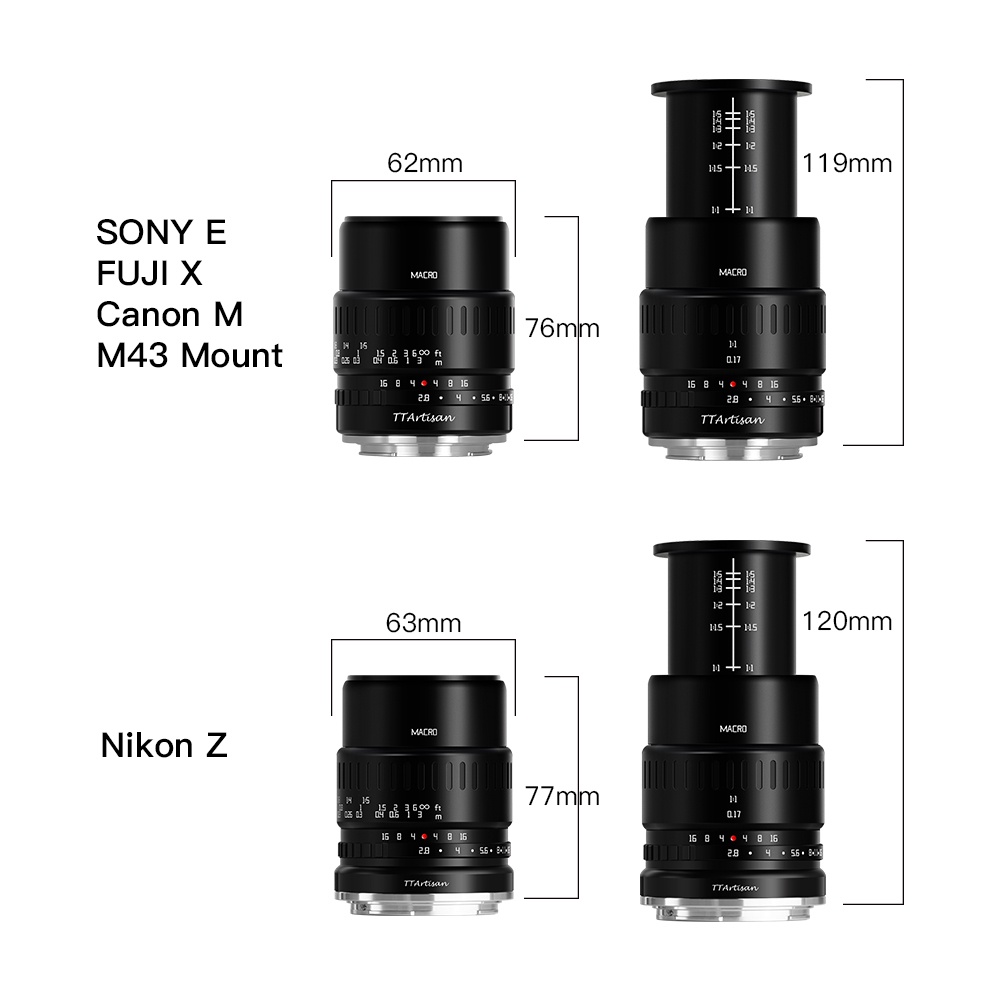 Ttartisan เลนส์มาโคร 40 มม. F2.8 APS-C 1:1 แมนนวลโฟกัส สําหรับ Sony E Canon EOSM Fuji X Nikon Z M43