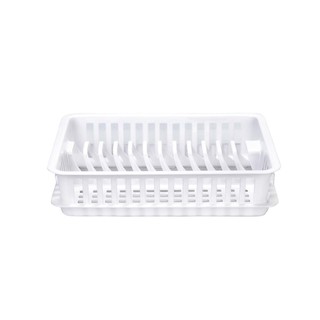 ชั้นคว่ำจานพลาสติก MINI มีถาดรอง SN 540 สีขาว ชั้นวางของในครัว DISH DRAINER STAND UNIT PLASTIC 1TIER S