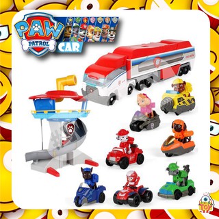 🔥พร้อมส่ง🔥 รถบัส+คอหอย มินิ มีลิฟต์ PAW Patrol Bus รถของเล่นเด็ก ชุดของเล่น พร้อมทีมสุนัขกู้ภัย 8 ตัว รถ6 คัน