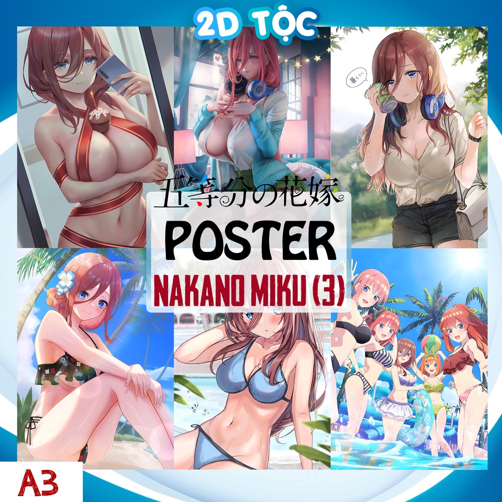 โปสเตอร์ระบายสี A3 NAKANO MIKU (3) ANIME MANGA HOUSE OF 5 BRIDES 5-TOUBUN NO HANAYOME GOTOUBUN NO HA