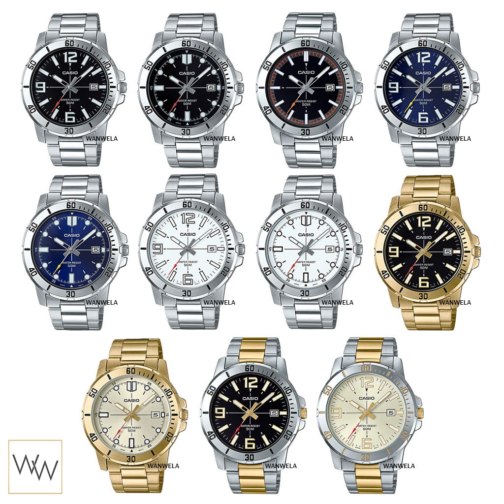 นาฬิกา dw นาฬิกาผู้หญิง [ใส่โค้ดลดเพิ่ม] ของแท้ นาฬิกาข้อมือ Casio ผู้ชาย รุ่น MTP-VD01 สายสแตนเลส