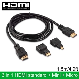 3 in 1 HDMI + Mini + Micro HDMI Adapter Cable 1.5m 4.9ft High Speed  Good