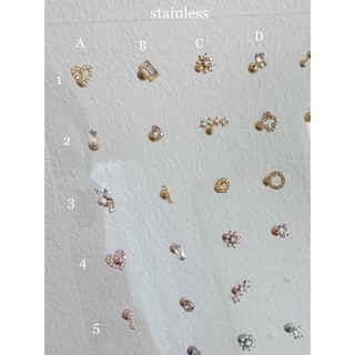 A.piece สีทอง+สีโรสโกลด์ จิวแสตนเลส 316L Stainless Piercing (213) (ราคาต่อ 1 ข้าง)