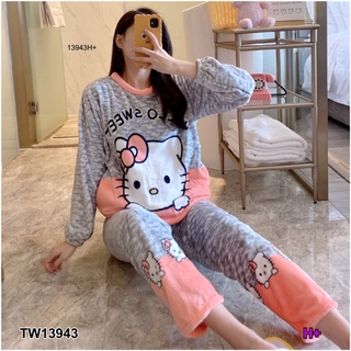 👗Pfashion [ส่งไว!!🚛] P13943 Set 2 ชิ้น เสื้อขนปุยลายการ์ตูน + กางเกงเข้าเซต Set of 2 pieces. Fluffy shirt with