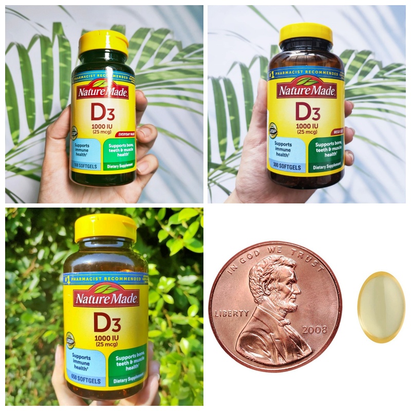 (Nature Made®) Vitamin D3 1000IU (25mcg) 100, 300, 650 Softgels วิตามินดี 3