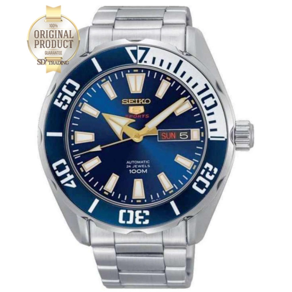 SEIKO SPORTS 5 Automatic นาฬิกาข้อมือผู้ชาย สายสแตนเลส รุ่น SRPC51K1 - (เงิน/หน้าน้ำเงิน)