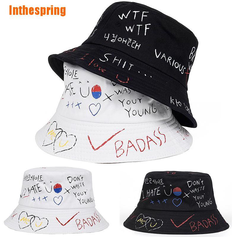 (Inthespring) หมวกบักเก็ตแฟชั่น ลายการ์ตูนปานามา สไตล์ฮิปฮอป