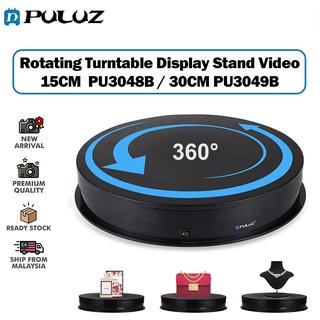 Puluz แท่นวางแผ่นเสียงไฟฟ้า หมุนได้ 360 องศา 30 ซม. 15 ซม. USB สําหรับถ่ายภาพ วิดีโอ