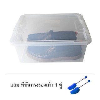 กล่องเก็บรองเท้า 1 ใบ ขนาด 27*38*15 ซม. แถม ดันทรงรองเท้า 1 คู่