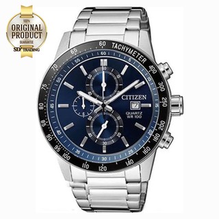 CITIZEN Chronograph Quartz Men’s Watch Stainless Strap รุ่น AN3600-59L - Silver/Blue