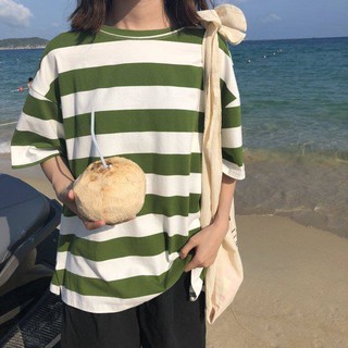 LHSunshine 🌞 เสื้อยืดแนวๆลายทางทรงโอเวอร์ไซต์ผ้านิ่มใส่สบายใส่แล้วดูดีมีระดับ