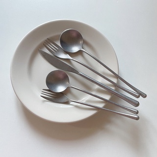 HERA ช้อนส้อม ช้อน ส้อม มีดสเต็ก ช้อนกาแฟ ช้อนเกาหลี ช้อนส้อมสแตนเล Retro Stainless Steel Cutlery Set Sliver Spoon Fork Knife Coffee Spoon Tableware