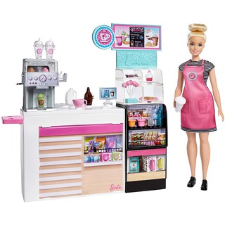 Barbie Coffee Shop Playset ตุ๊กตาบาร์บี้และชุดเพลเซ็ตร้านกาแฟ GMW03 CH
