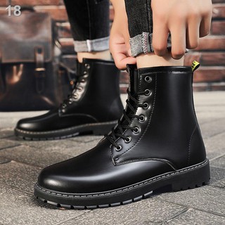 ♀ Spot Martin boots รองเท้าบูทหุ้มข้อผู้ชายทรงสูงสไตล์อังกฤษ รองเท้าหนังผู้ชายอินเทรนด์ฤดูใบไม้ร่วง