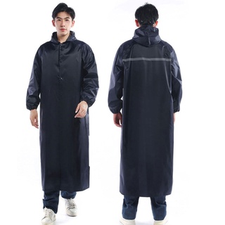Kuike Sports ชุดกันฝนเต็มตัว เสื้อกันฝน ผู้ใหญ่ เสื้อกันฝนแฟชั่น ชุดกันฝน แบบยาว Long Raincoat with Zip int:m-4XL SE5255