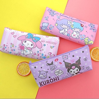 SANRIO กระเป๋าดินสอ ผ้าแคนวาส แต่งซิป ลาย mymelody Kuromi Cinnamoroll น่ารัก เหมาะกับของขวัญ เครื่องเขียน สําหรับเด็กนักเรียน