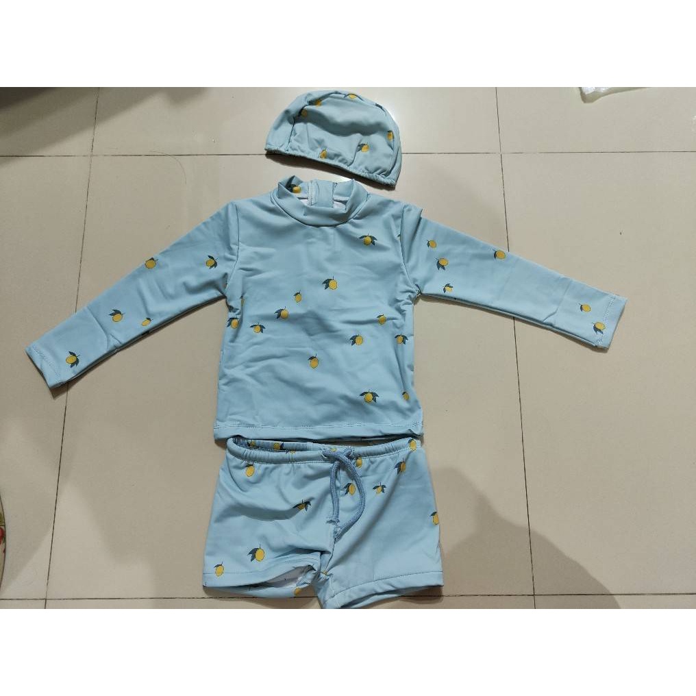 ชุดว่ายน้ำเด็ก lemon lover 3 ชิ้น ( เสื้อ กางเกง หมวก)(SW213)