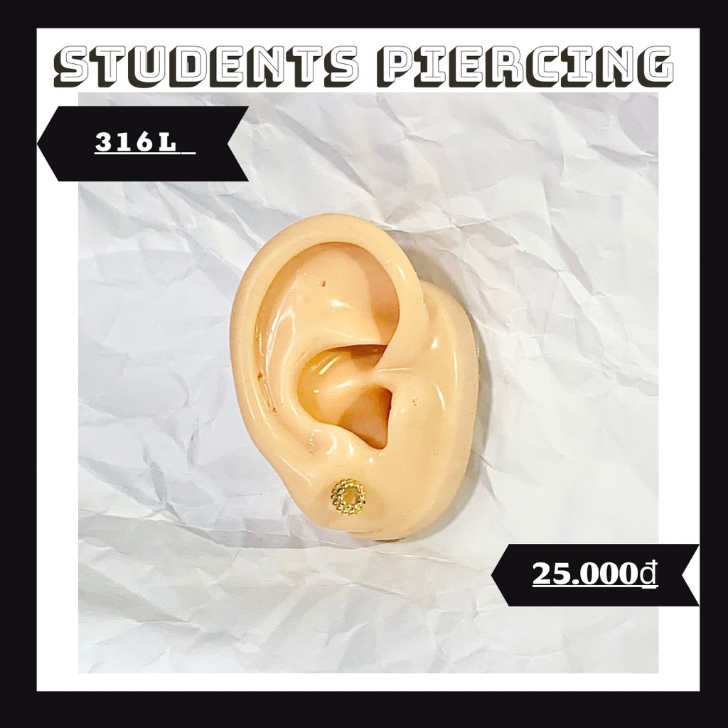 ต่างหูวงกลมยางสีทองส่วนบุคคล - ต่างหูเหล็ก 316L