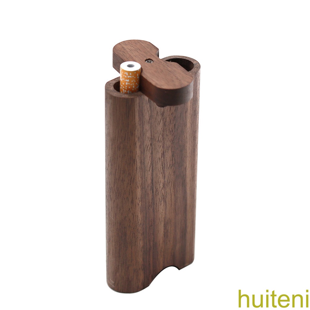 [huite]Wooden Swivel Cap Wood Dugout Pipe Smoking Accessories Wood Pipe Wooden Cigarette Case