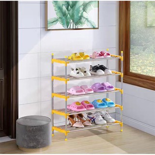 ชั้นวางรองเท้า สีเหลือง ขนาด 55 ซ.ม. ( ถ่ายจากสินค้าจริง ) เลส2-5ชั้น สามสี Stainless Shoe Rack