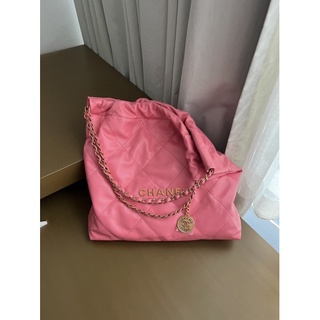 New chanel HOBO medium coral pink 22S microship Fullbox + copy rec.