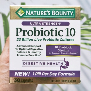 โปรไบโอติกส์ 10 สายพันธุ์ Ultra Strength Probiotic 10, 20 Billion 30 Capsules (Natures Bounty®) Probiotics