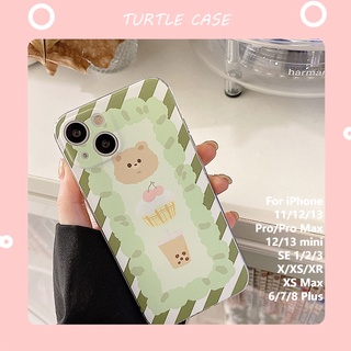 [พร้อมส่ง] เคสโทรศัพท์มือถือแบบใส ลายหมีชานมไข่มุก สําหรับ iPhone 14 13 12 11 PROMAX XS XR XSMAX SE2020 6 7 8PLUS MINI