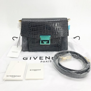 New! Givenchy GV3 Croc Embossed Small ปี19 สีStorm Grey