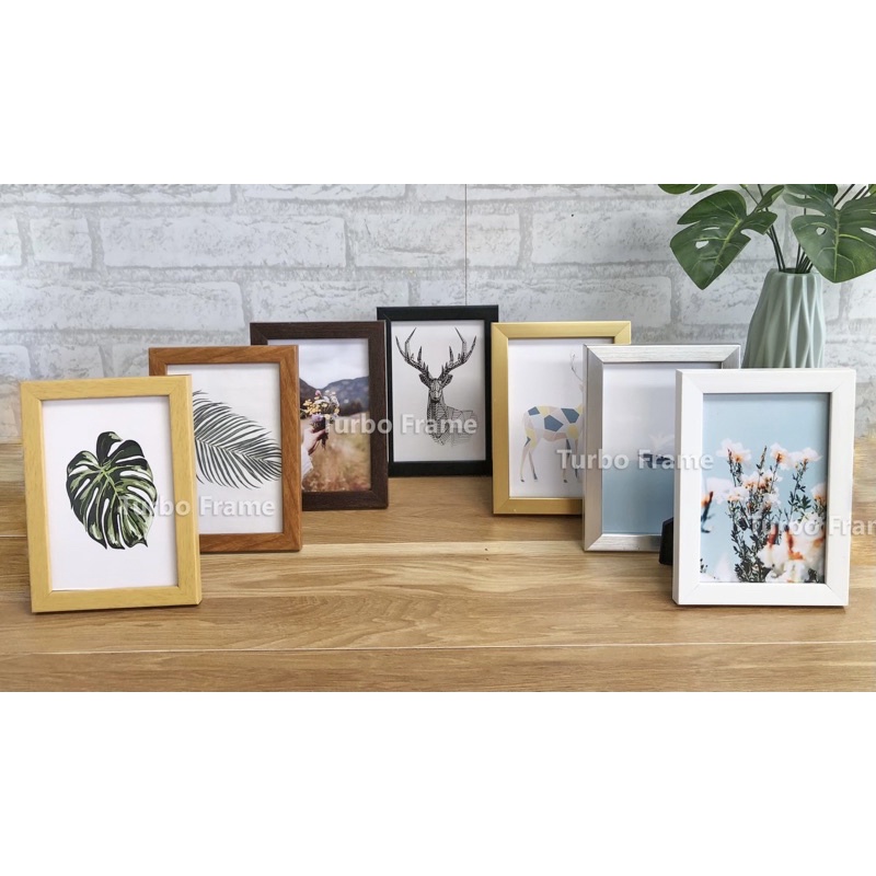 กรอบรูปมินิมอลขนาดภาพ 3x4", 3.5x5",4x6” , 5x7”, 6x8”,A5 หลากหลายสีเพิ่ม พร้อมกระจก+ขาตั้ง+หูแขวนผนัง