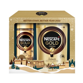 FESTIVE NESCAFÉ GOLD เนสกาแฟ โกลด์เครมา กาแฟสำเร็จรูป กิ๊ฟเซ็ต + ถุงเติม (100 กรัม 1ขวด + 100 กรัม 1ถุง)