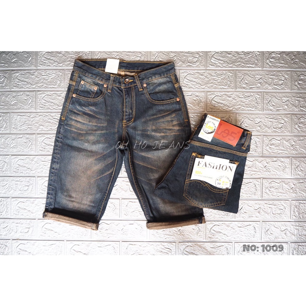 กางเกงยีนส์ขาสั้นผู้ชาย ผ้าไม่ยืด สีสนิมแดง (ซิป) รหัส 1009 สีจริงสวยมาก
