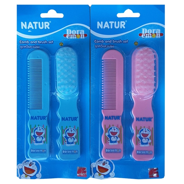 Natur ชุดหวีและแปรงเด็กลายโดเรม่อน Comb and brush set